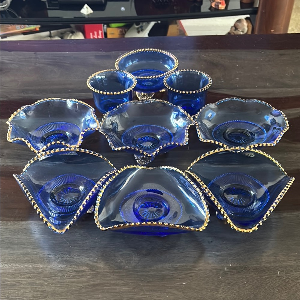 Antique EAPG Colorado blue set of 9 - 1898